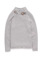 ビジュー付きニットプルオーバー/BLU