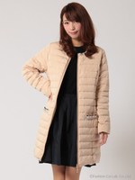 ビジュー付ロングダウンコート/ブラック