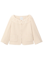 フリル×ビジューノーカラーツイードジャケット/ライトベージュ(051)