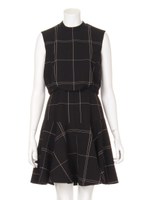 プリントコンビフレアワンピース/BLKxWHT