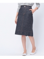 ミディ丈タイトデニムスカート/ネイビー(093)