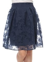 透け花柄スカート/カーキグリーン