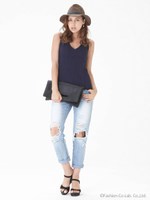 VネックノースリニットTOPS/NVY