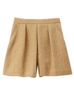 [L]レオパード柄ジャカードキュロットパンツ/サンドベージュ(053)