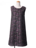 かすれジャガードノースリワンピース/パープル