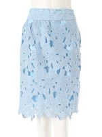 【CEDNIE】フラワーレースペンシルスカート/サックス