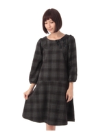 グレンチェック切り替えワンピース/レッド(262)