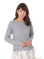 サイドレースアップニット/グレー