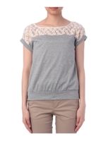 シースルーレース切り替えカットソー/ライトグレー(911)