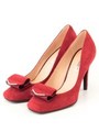 スクエアモチーフパンプス/レッド