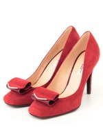 スクエアモチーフパンプス/レッド