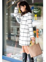 チェックホワイトコート/オフホワイト