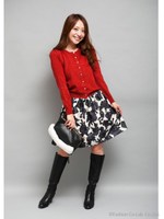 ビジューボタンカーデ/ワイン