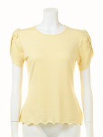 【CHIC】ボリュームスリーブニットTOPS/イエロー