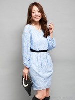 カラーレースワンピ/サックス