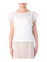 シースルーレース切り替えカットソー/ホワイト(001)