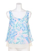 トロピカルフラワー柄タンク/ミント