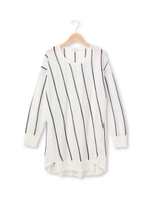 バイアスストライプアシメトリーニットワンピース/ホワイト(302)