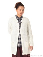 フォークロア柄ロングカーディガン/Ivory