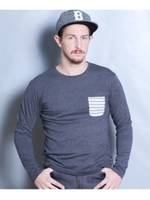 TCRポケットボーダー長袖/ダークオレンジ(068)