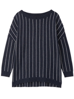 [L]ストライプドロップショルダーニット/ネイビー(393)
