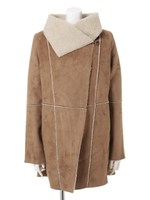 【ROSE BUD】FAKE MOUTON DRAPE COAT/CAMEL/IVO