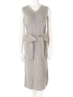 ウエスト巻キ風ノースリワンピース/グレー