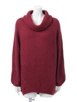 オフタートルルーズニット/ワイン