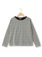 グレンチェック配色ネックカットソー/ネイビー(293)