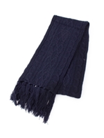 ケーブル編みフリンジストール/グレー(012)