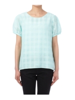 シアーチェックブラウス/ライトグリーン(421)