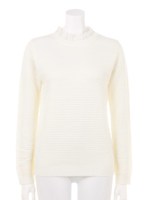 フリルスタンドカラーレイヤードニット/BEIGE