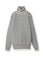 ボーダーニットタートルプルオーバー/ブラック(319)