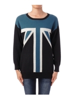 ユニオンジャック柄ニットプルオーバー/ブラック(619)