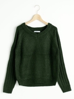 V開き畦編みニット/ホワイト