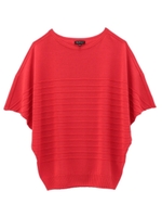 [S]変形ドルマンボーダーニット/レッド(062)