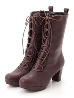 【F&A】レースアップミドルブーツ/BORDEAUX