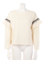 【mystic】袖フリンジテーププルオーバー/OFF