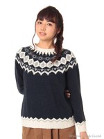 サークルジャガードニットプルオーバー/Brown