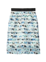 フラワーボーダーオーガンジースカート/ブルー(392)