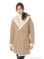 ブークレダブルフェイスニットコート/ネイビー