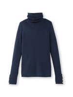 リブタートルプルオーバーニット/サックス(090)