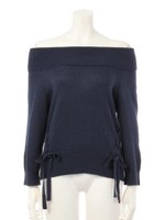 裾スピンドルオフショルニット/グレー