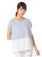 ・バイカラーパールビーズネックプルオーバー/Off White