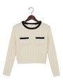 ★JC 太リブ 2ポケット付き クルーネック　ニット/OFF-WHITE