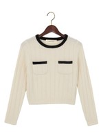 ★JC 太リブ 2ポケット付き クルーネック　ニット/OFF-WHITE