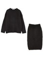 オーバーニット&タイトスカートセットアップ/ブラック
