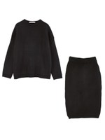 オーバーニット&タイトスカートセットアップ/ブラック