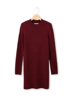 テレコリブボトルネックワンピース/ボルドー(064)