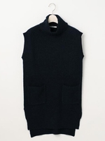 ハイネックラムロングベスト/キナリ